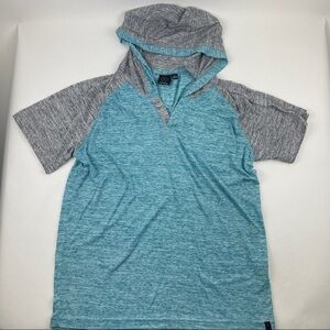 Burnside Hoodie Boys Large Blue Gray Short Sleeve